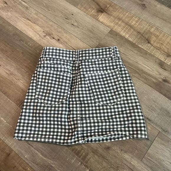 Reformation Gingham black & white Bianca Mini Skirt size 24 - Picture 7 of 9
